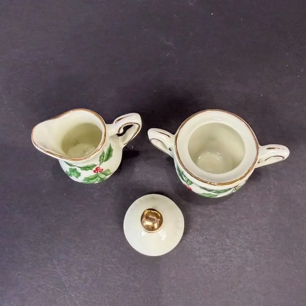 Vintage Formalities by Baum Bros. Miniature Christmas Holly Berries Tea Set
